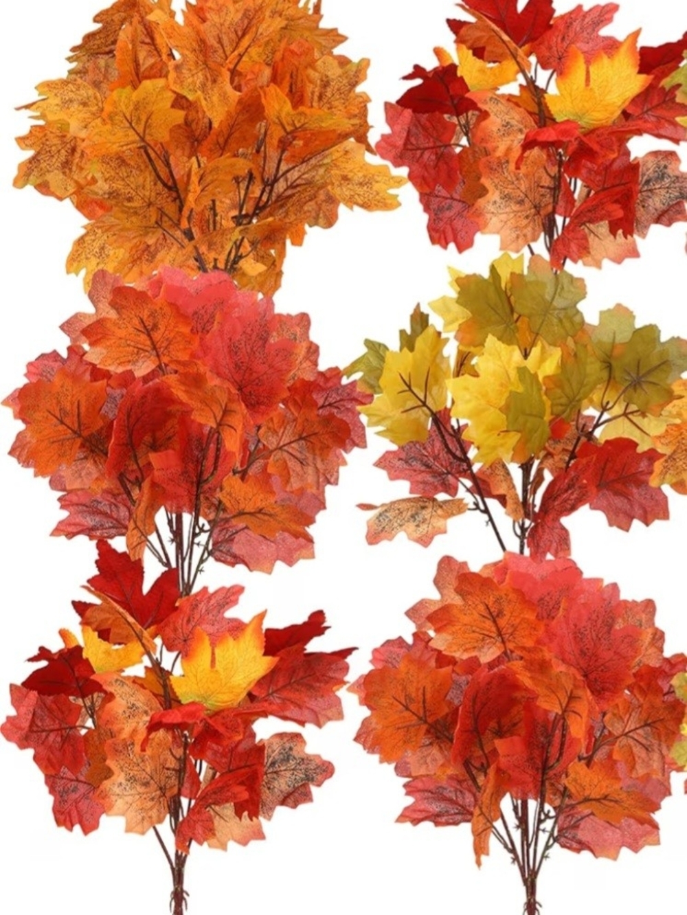 Autumn Maple Leaf Spray Bouquet - Red, Orange, Yellow. 6 Pieces. NEW.